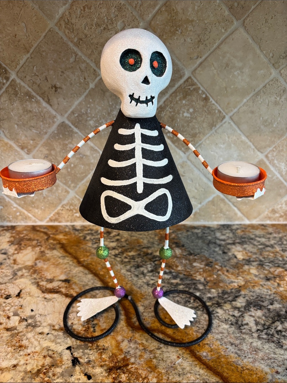 Pier 1 Imports Festive Halloween Skeleton Tea Light Holder